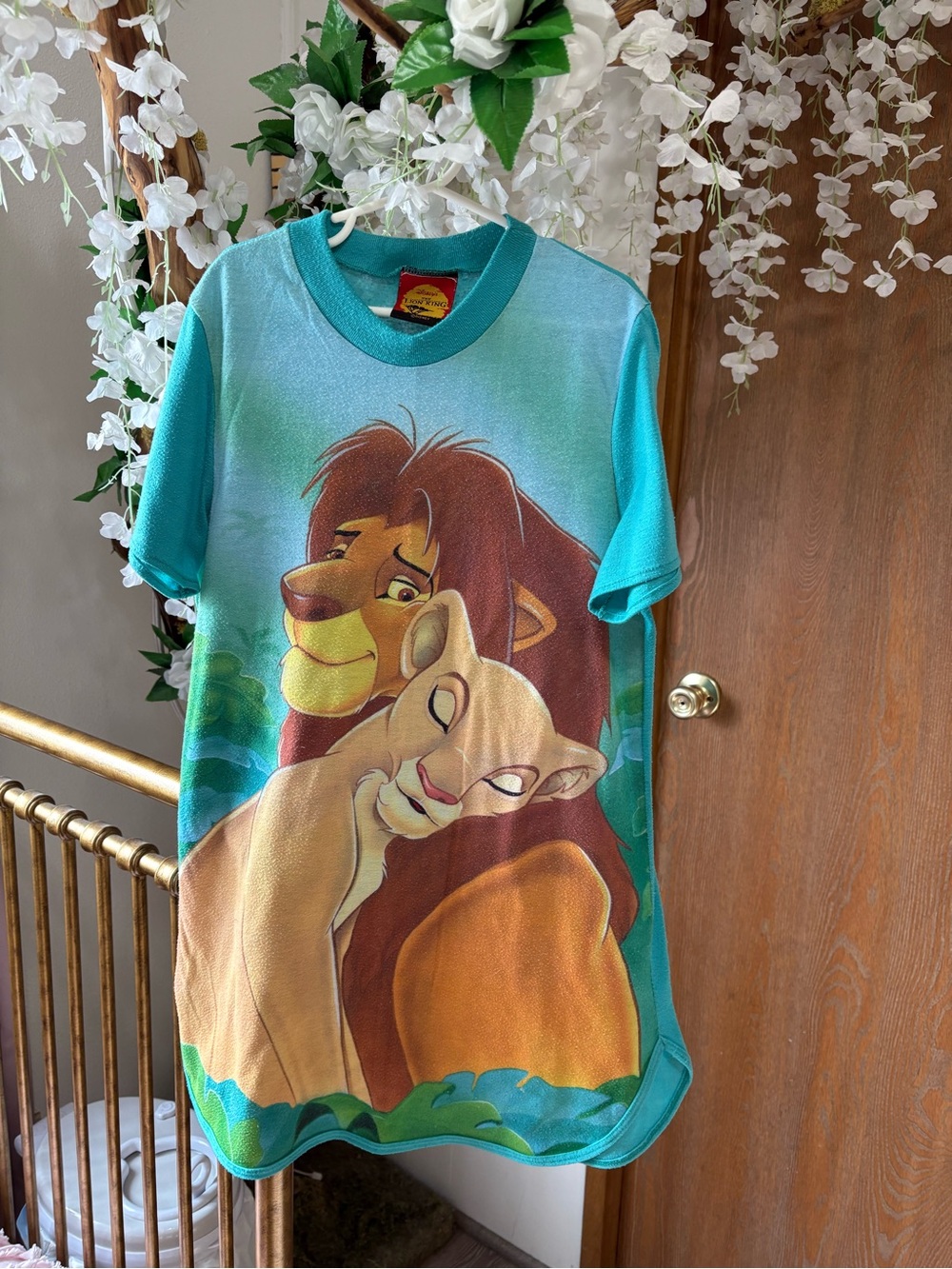 Vintage Teal Kids Nightgown with Lion King Disney Graphic